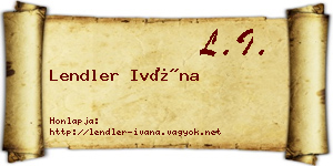 Lendler Ivána névjegykártya